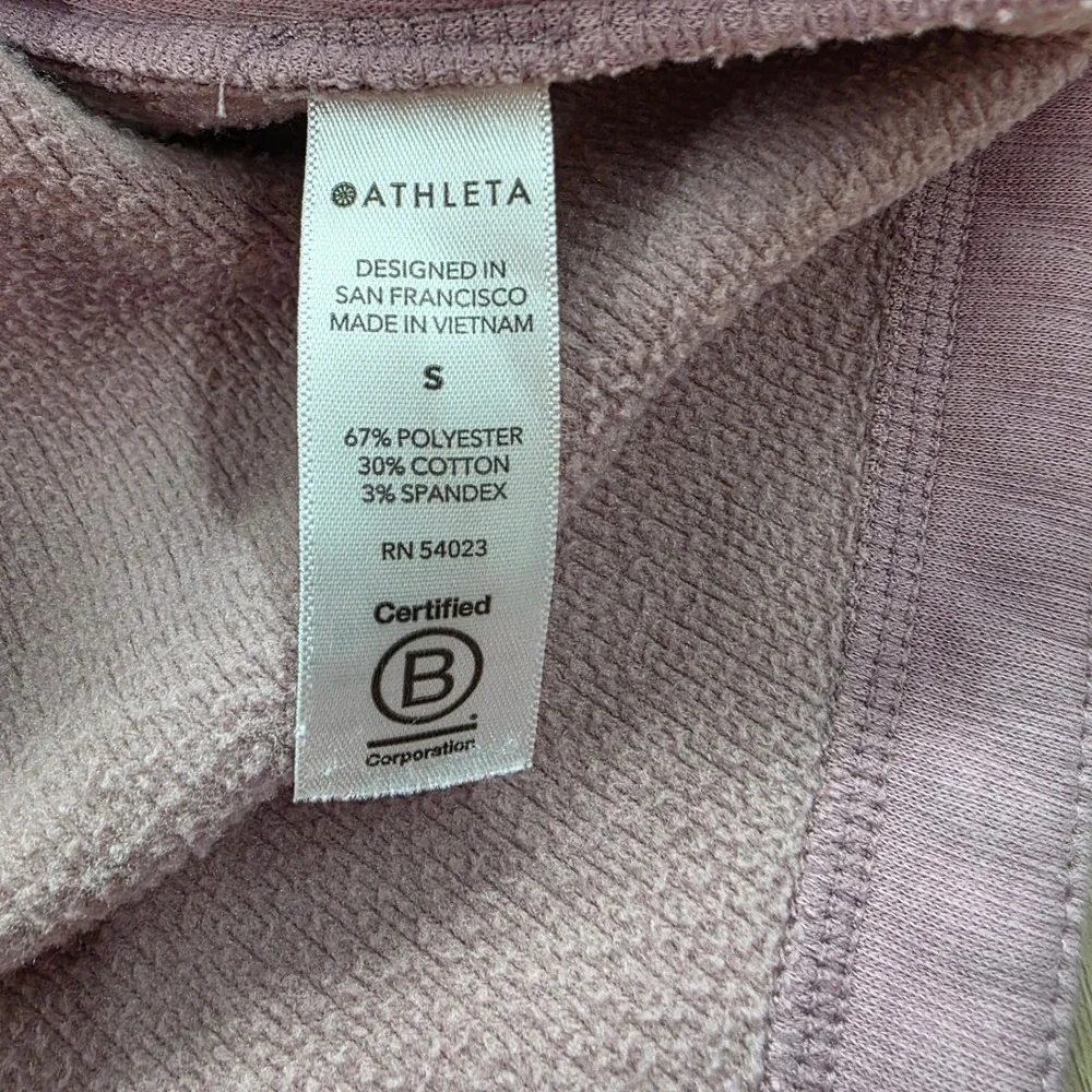Athleta Coaster Luxe Sweatshirt Asymmetric Zip Tulip Hem Mauve Pink Small Womens - Picture 5 of 10
